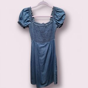 Women's Blue Smocked Dress